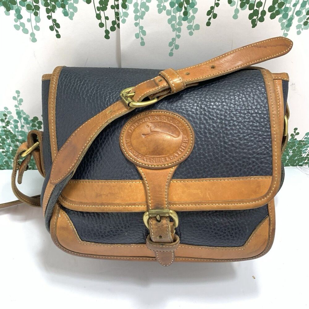 Dooney & Bourke All-Weather Leather Equestrian Navy Blue Pebble Crossbody Purse
